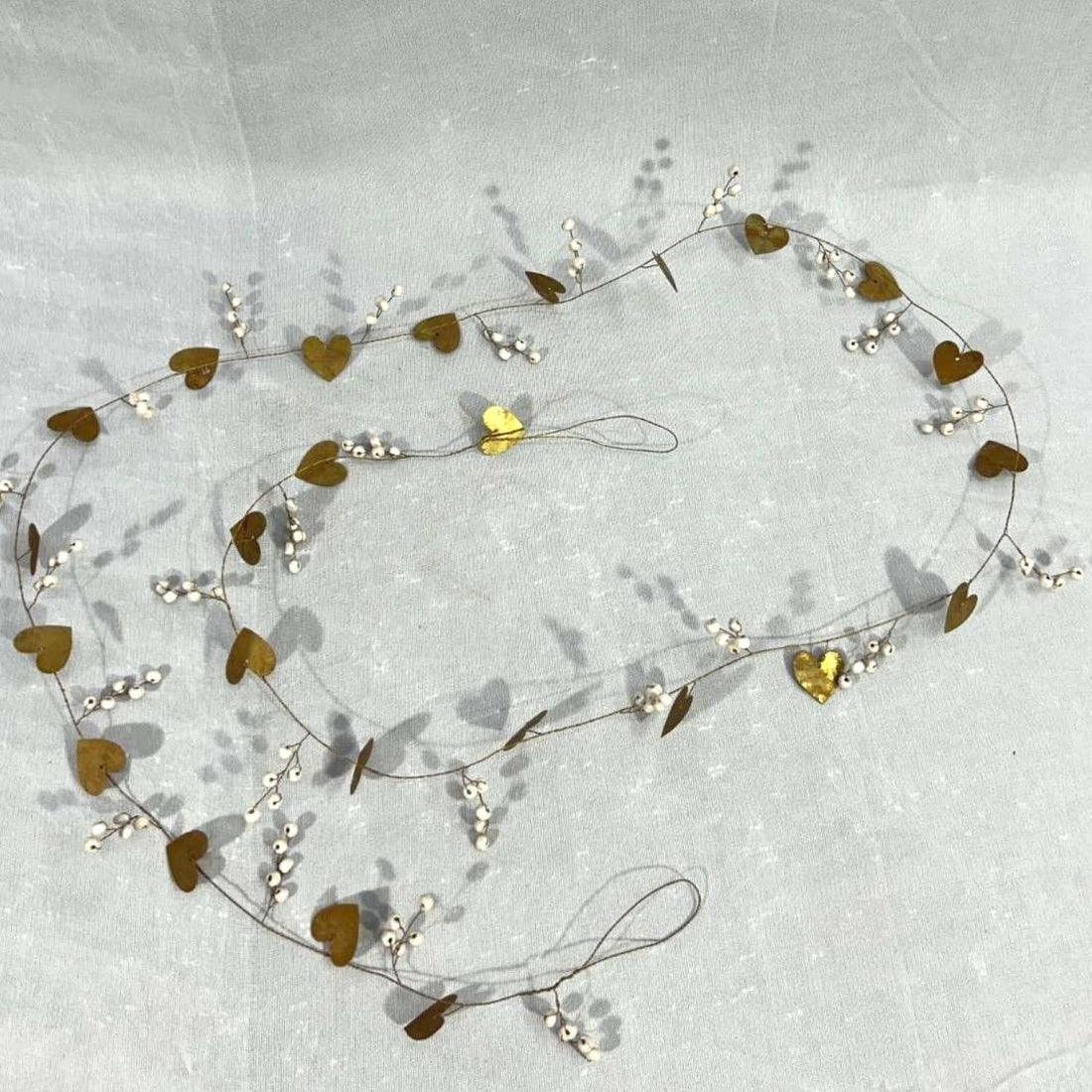 Antique Gold Beads & Hearts Garland