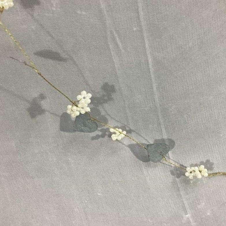 Silver Hearts & Beads Garland