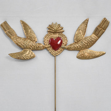 Twin Birds With Milagro Heart Stick