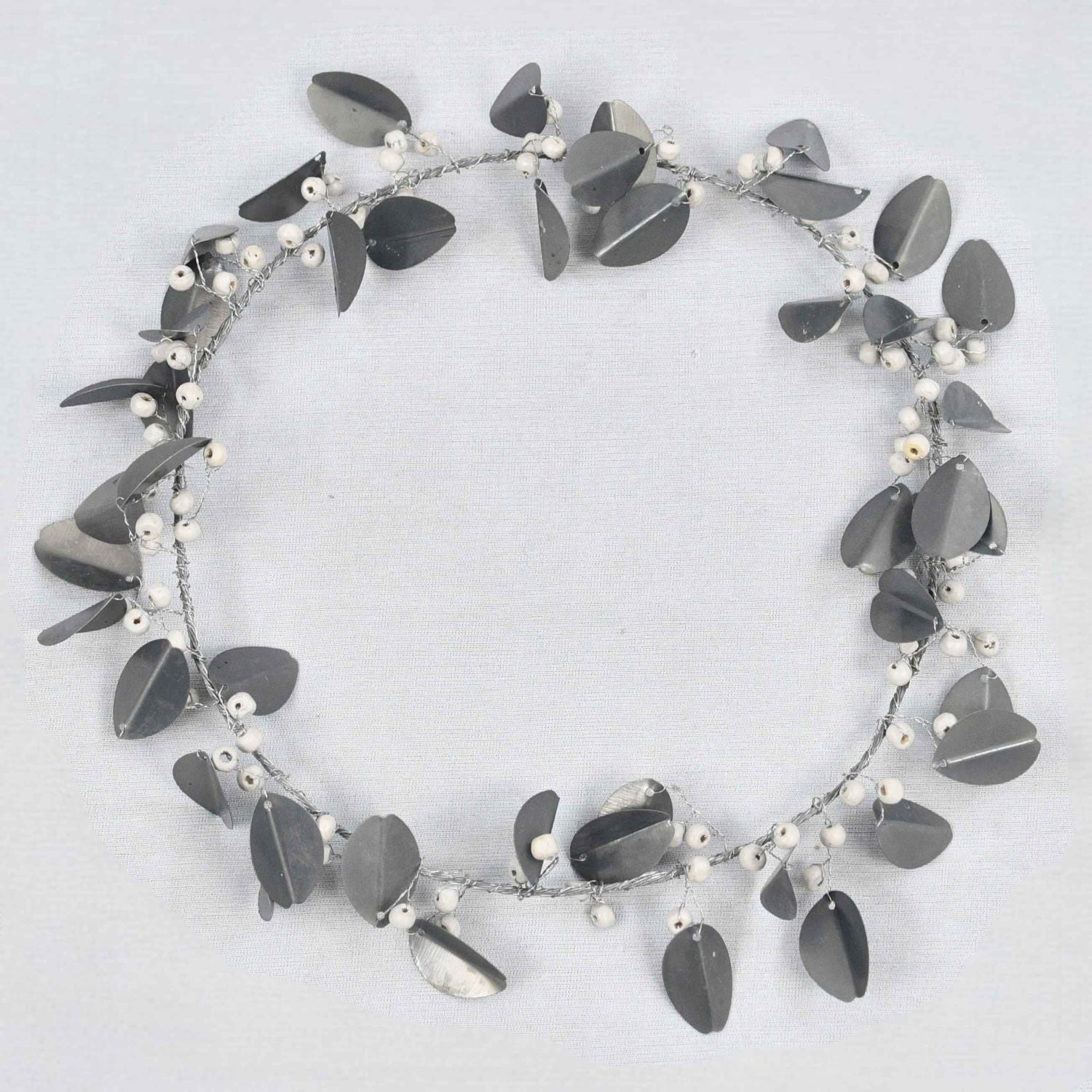 Silver Leaves & Pearls Small Wreath