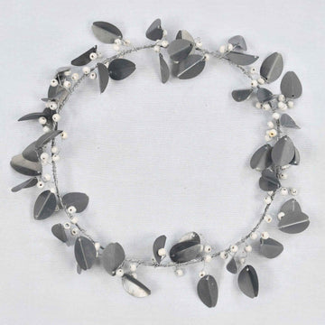 Silver Leaves & Pearls Small Wreath