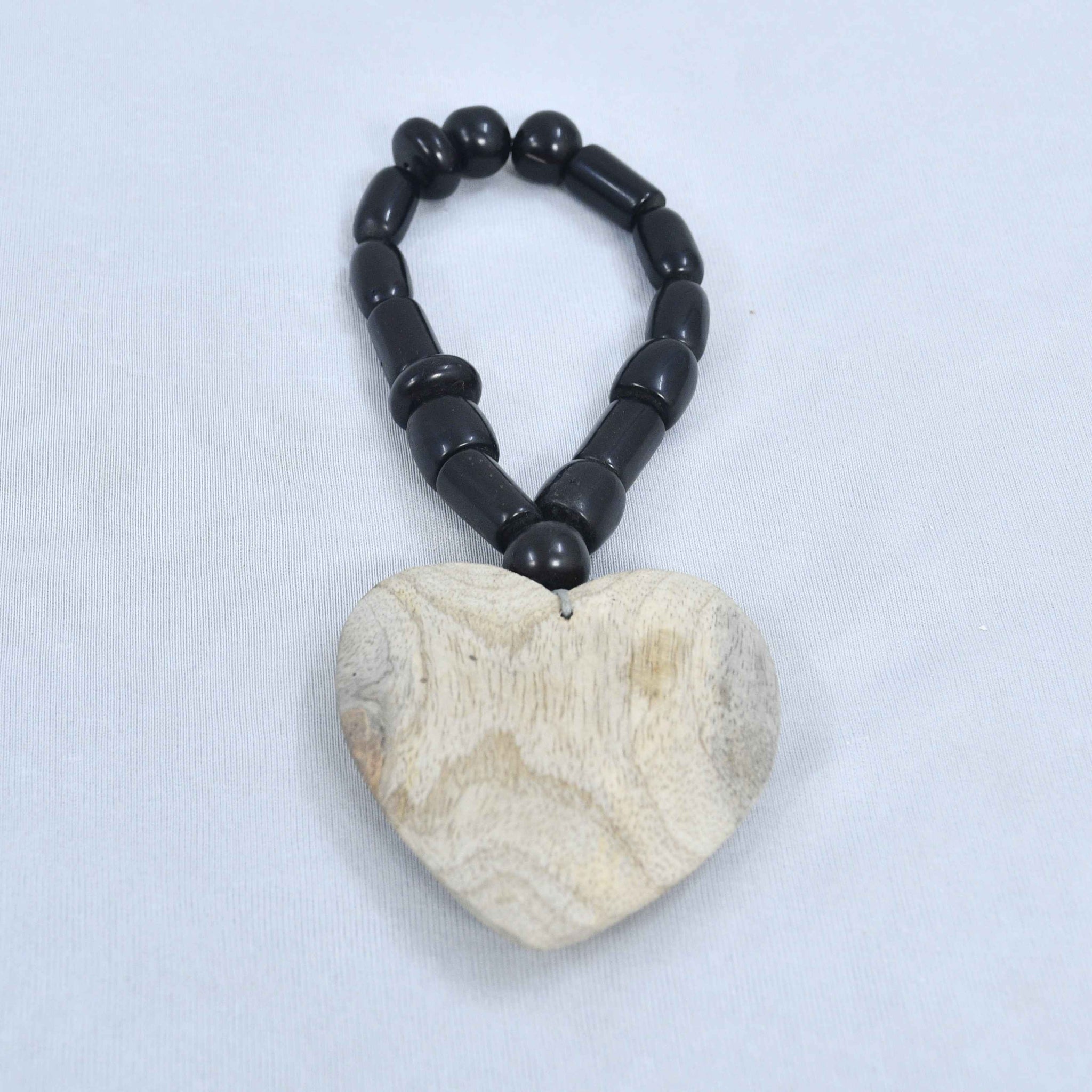 Black Beaded Heart Strand