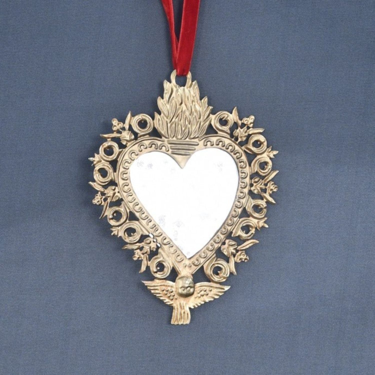 ANGEL MILAGRO HEART DISTRESSED (GOLD ANTIQUE) MIRROR