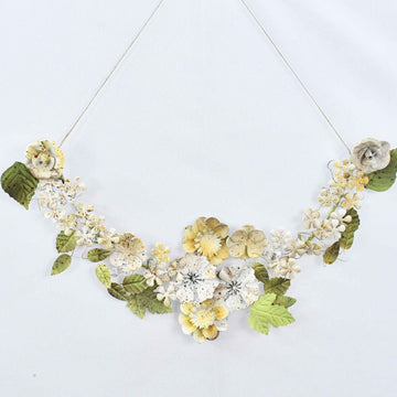 HALF MOON  WHITE FLOWER WREATH