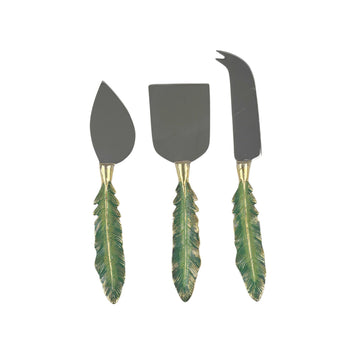 Verdant Feather Cheese Knife Set of 3