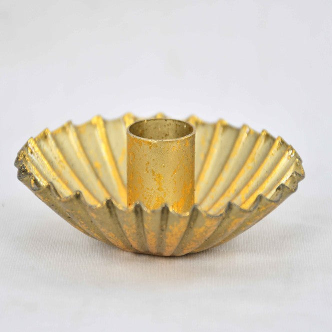 Antique Gold Ruffle Candle Holder