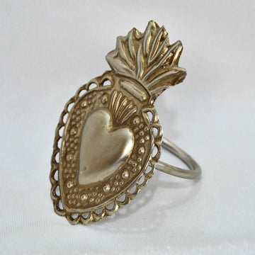Flames of heart napkin ring (Silver Antique) set of 4