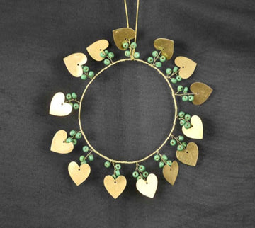 Green Heart Beaded Hanging Ornament