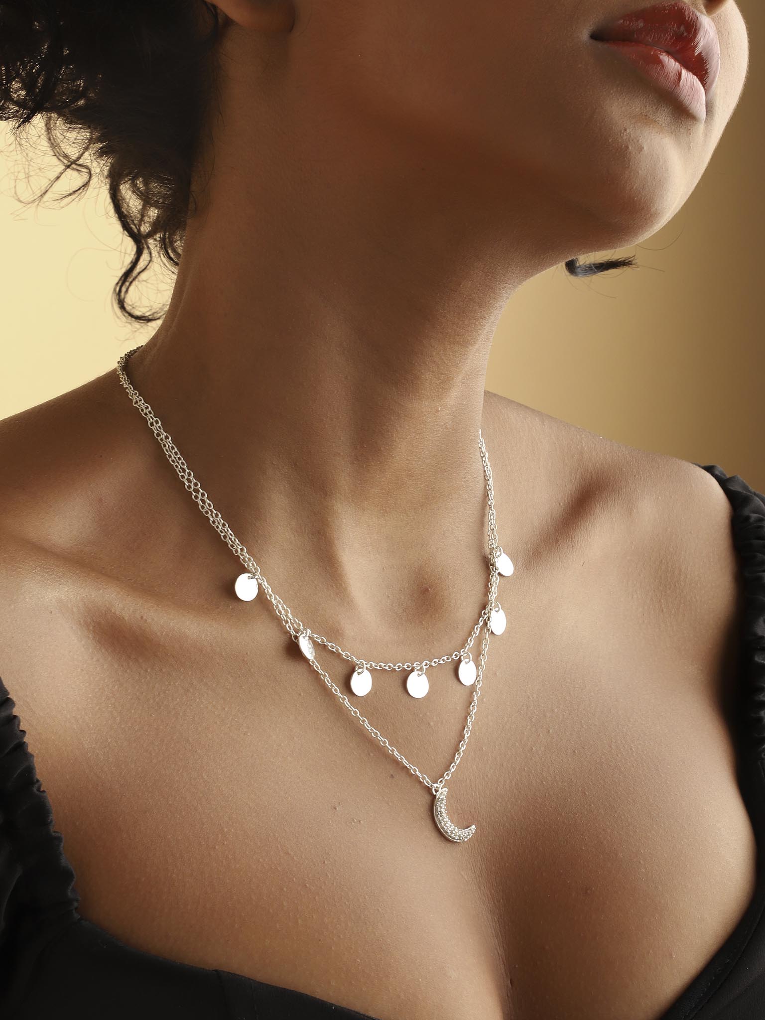 Star Gaze Double Layer Necklace Silver - Lila Rasa