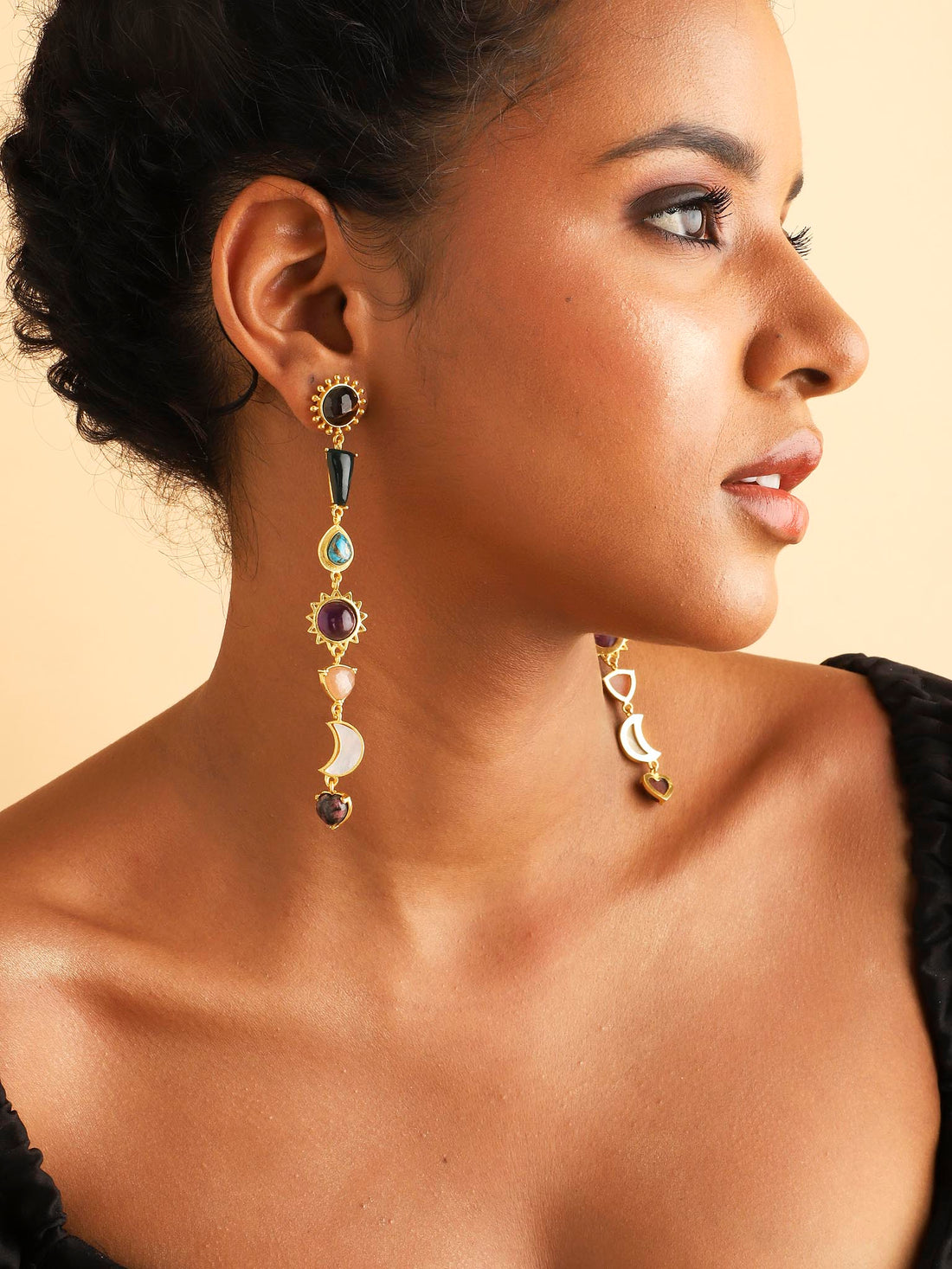 Stellar Elegance -  7 Healing Stones Drop Earrings - Lila Rasa
