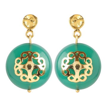 Green Onyx Earring with Filigree Melange