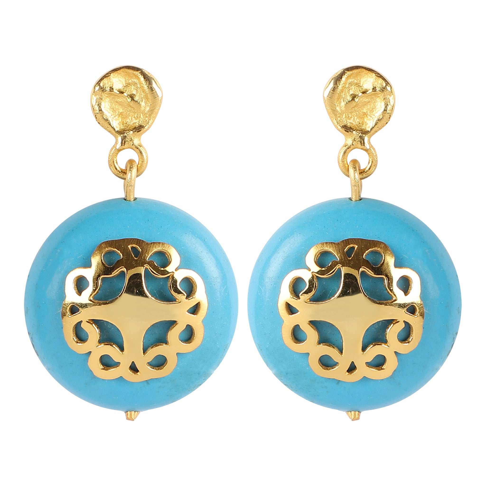 Turquoise Earring With Filigree Melange
