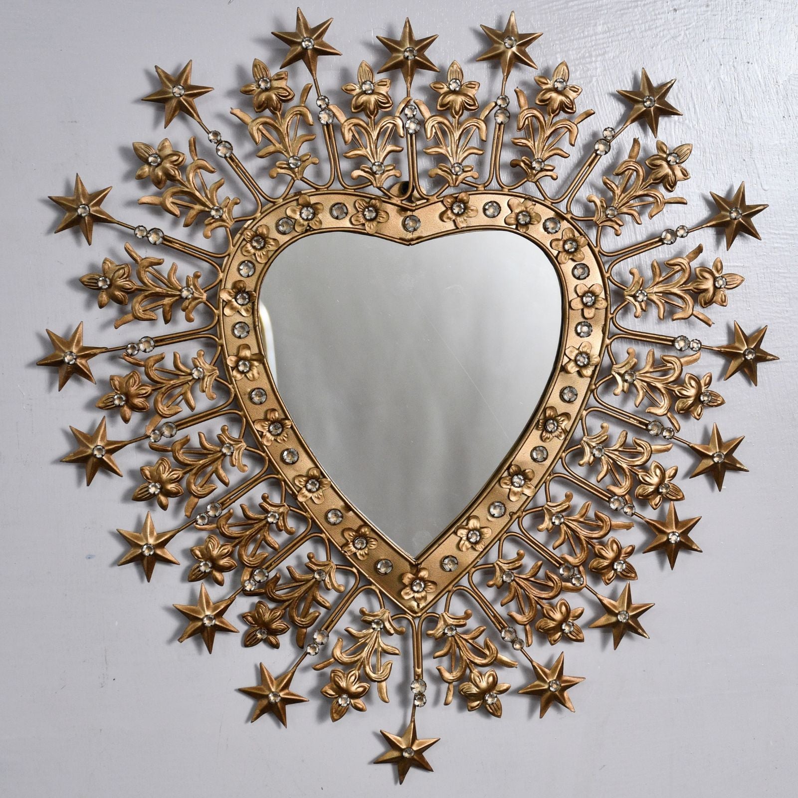 Heart Shaped Jewelled Wall Mirror