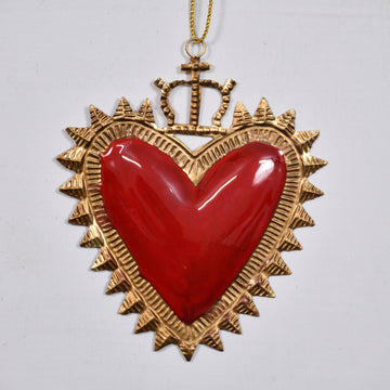 Red Milagro Heart with Crown