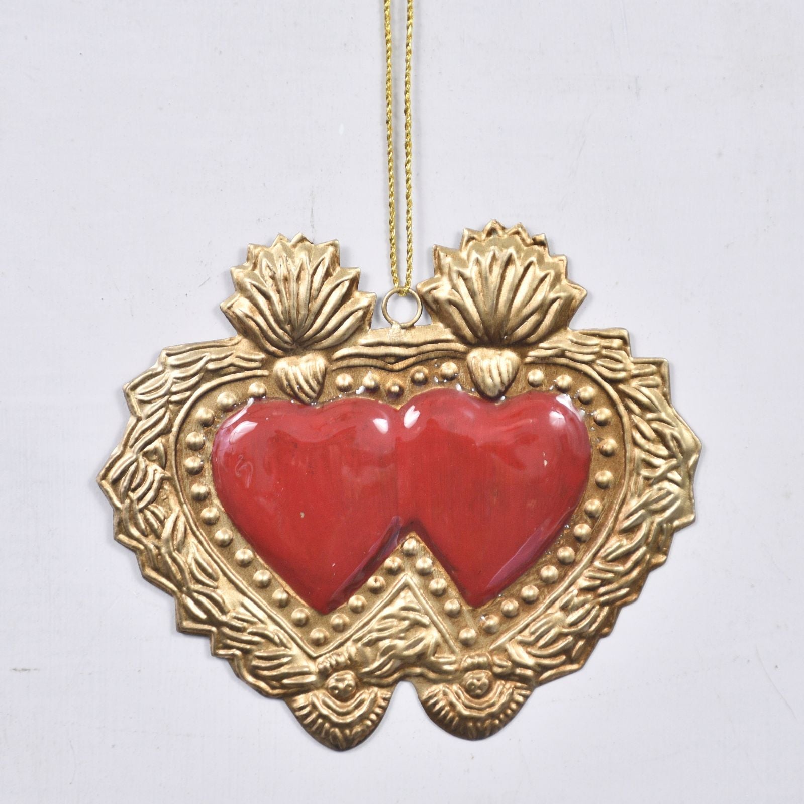 Milagro Double Heart with Red Enamel