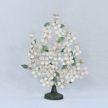 White Floral Candle Holder Medium