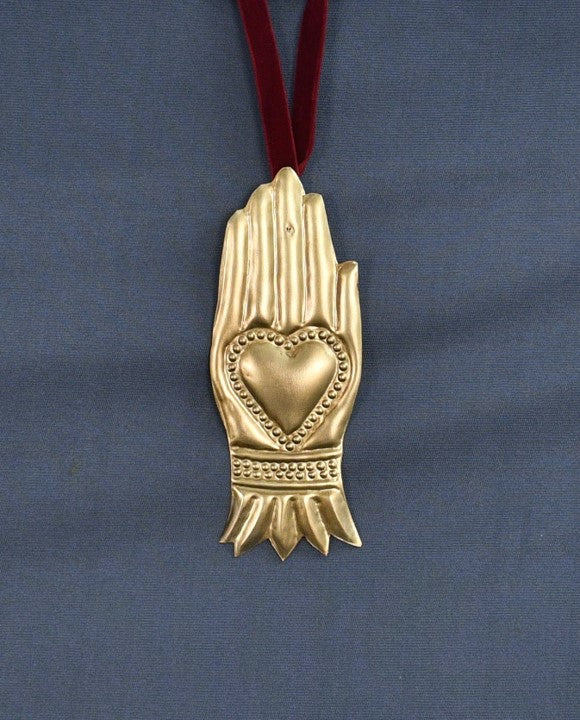 Gold Milagro Hand Ornament