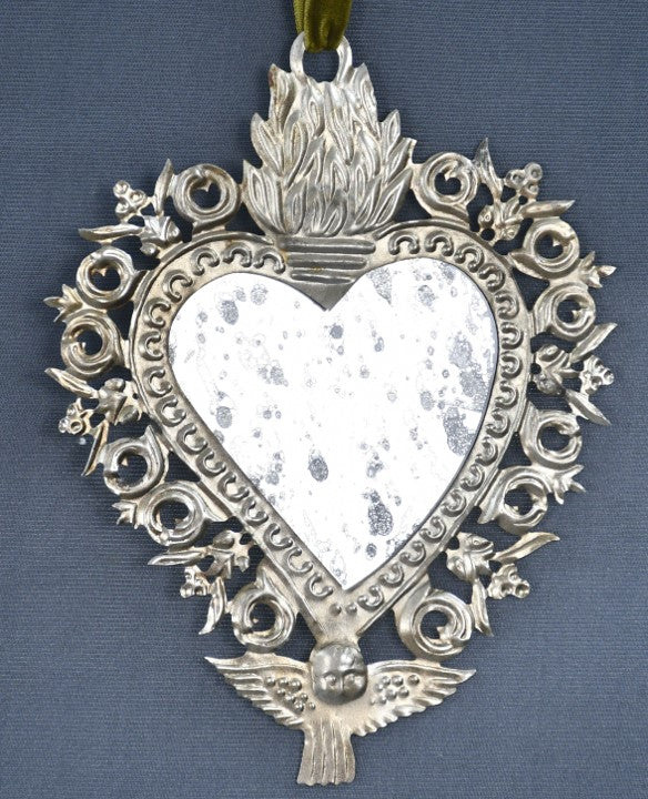 Angel Milagro Heart Distressed Mirror