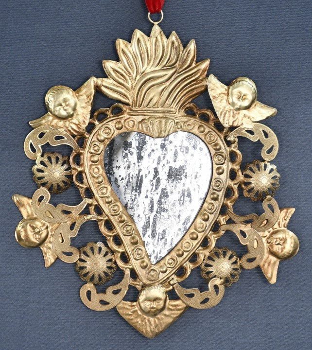 Milagro Heart Mirror  With Cherubs