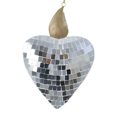 MOSAIC GLASS HEART ORNAMENT SILVER