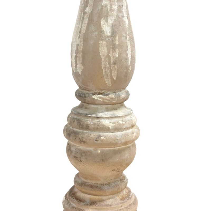 Medium Distressed Ivory Wood Candle Holder