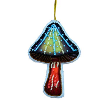 Multicolour Velvet Mushroom Beaded Ornament
