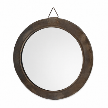 Aged Antique Sunlit Round Wall Mirror