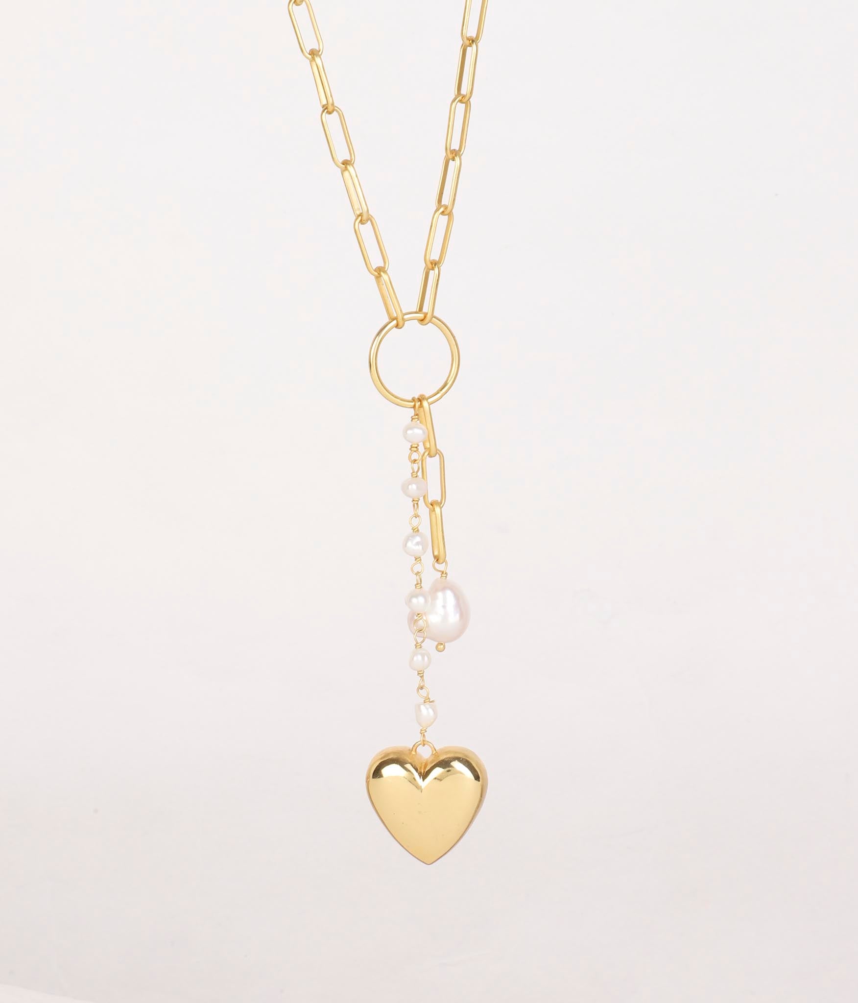 Pearl Garden Necklace Pearl Drop heart - Lila Rasa