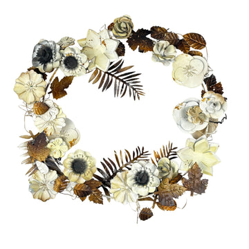 RUSTIC WHITE WREATH WITH GREEN LEAVES