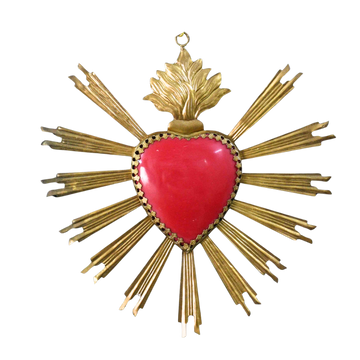 Red & Gold Milagro Heart Wall Decor 20X20 cm