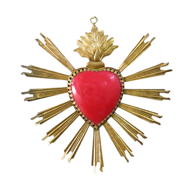 Red & Gold Milagro Heart Wall Decor 20X20 cm