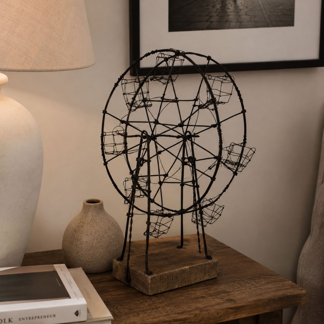 Rustic Ferris Wheel Ornament Display