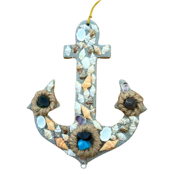Seashell Wooden Anchor Wall Ornament