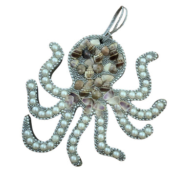 Seashell & Pearl Wooden Octopus Wall Ornament