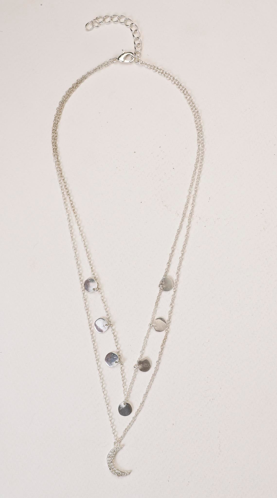 Star Gaze Double Layer Necklace Silver - Lila Rasa