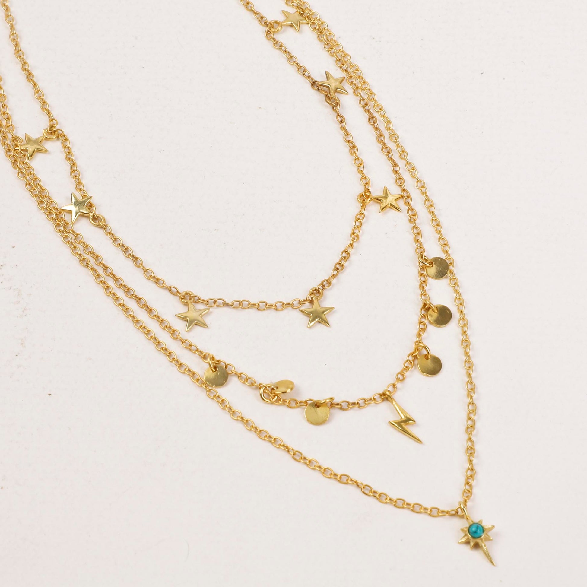 Star Gaze Triple Layer Night Sky Necklace Gold - Lila Rasa