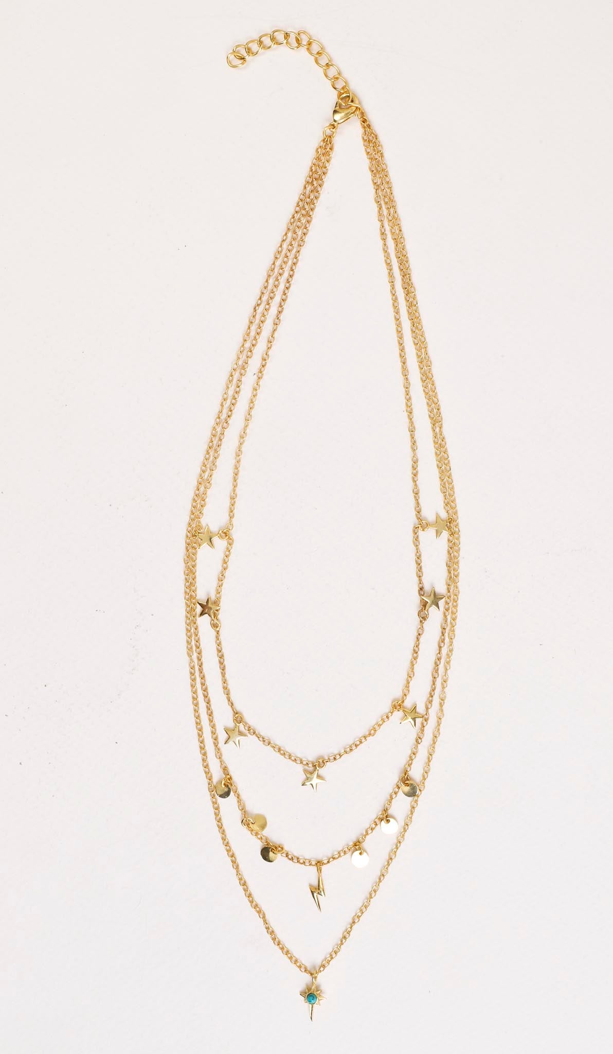 Star Gaze Triple Layer Night Sky Necklace Gold - Lila Rasa