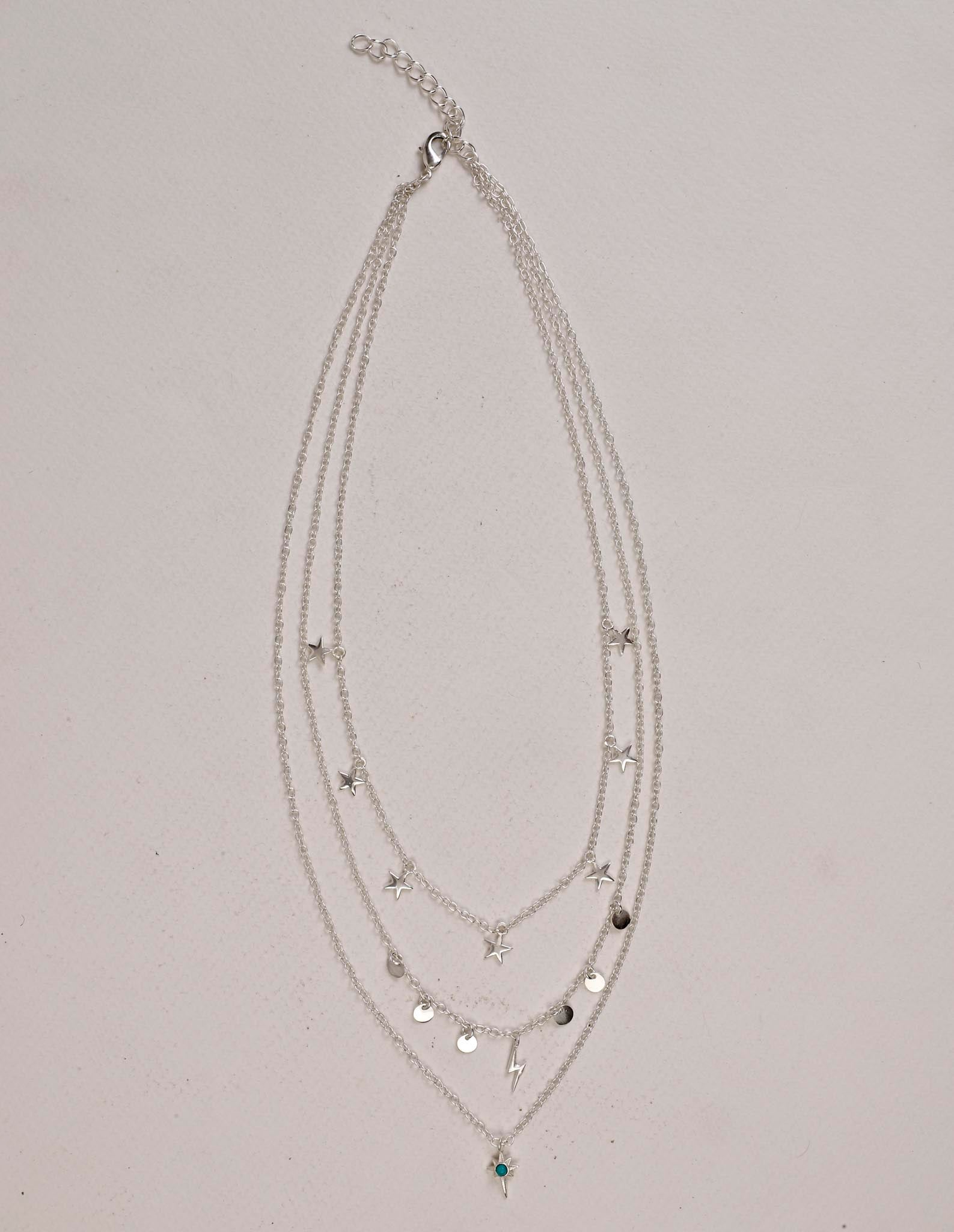 Star Gaze Triple Layer Night Sky Necklace Silver - Lila Rasa