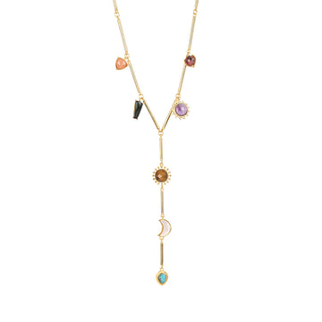 Stellar Elegance - 7 Healing Stones Drop Necklace - Lila Rasa