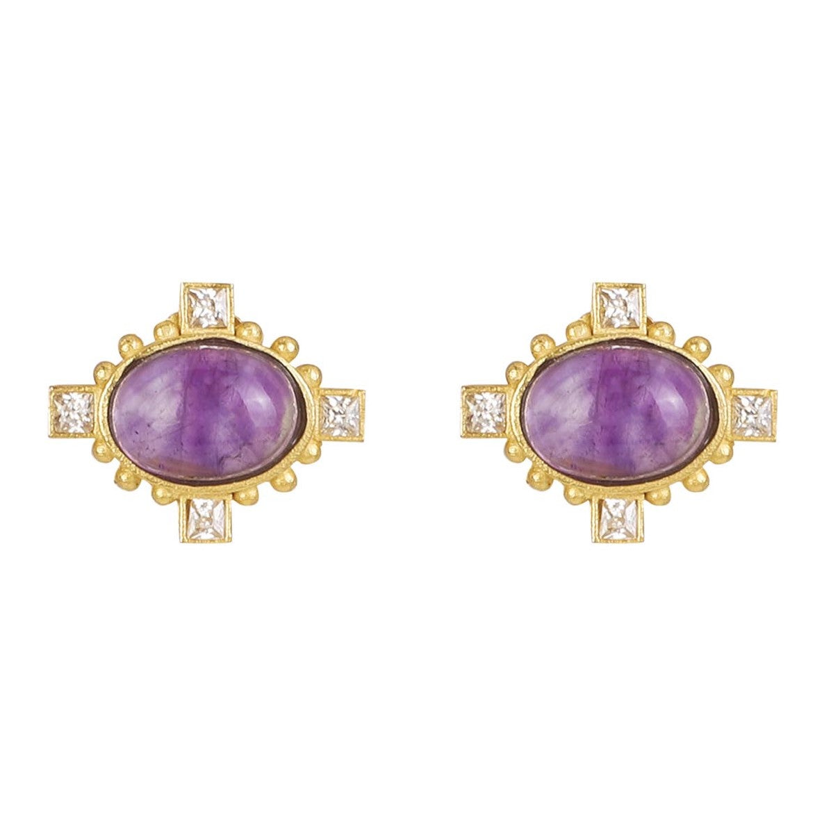 Stellar Elegance - Chakra Earrings Purple Amethyst CZ - Lila Rasa