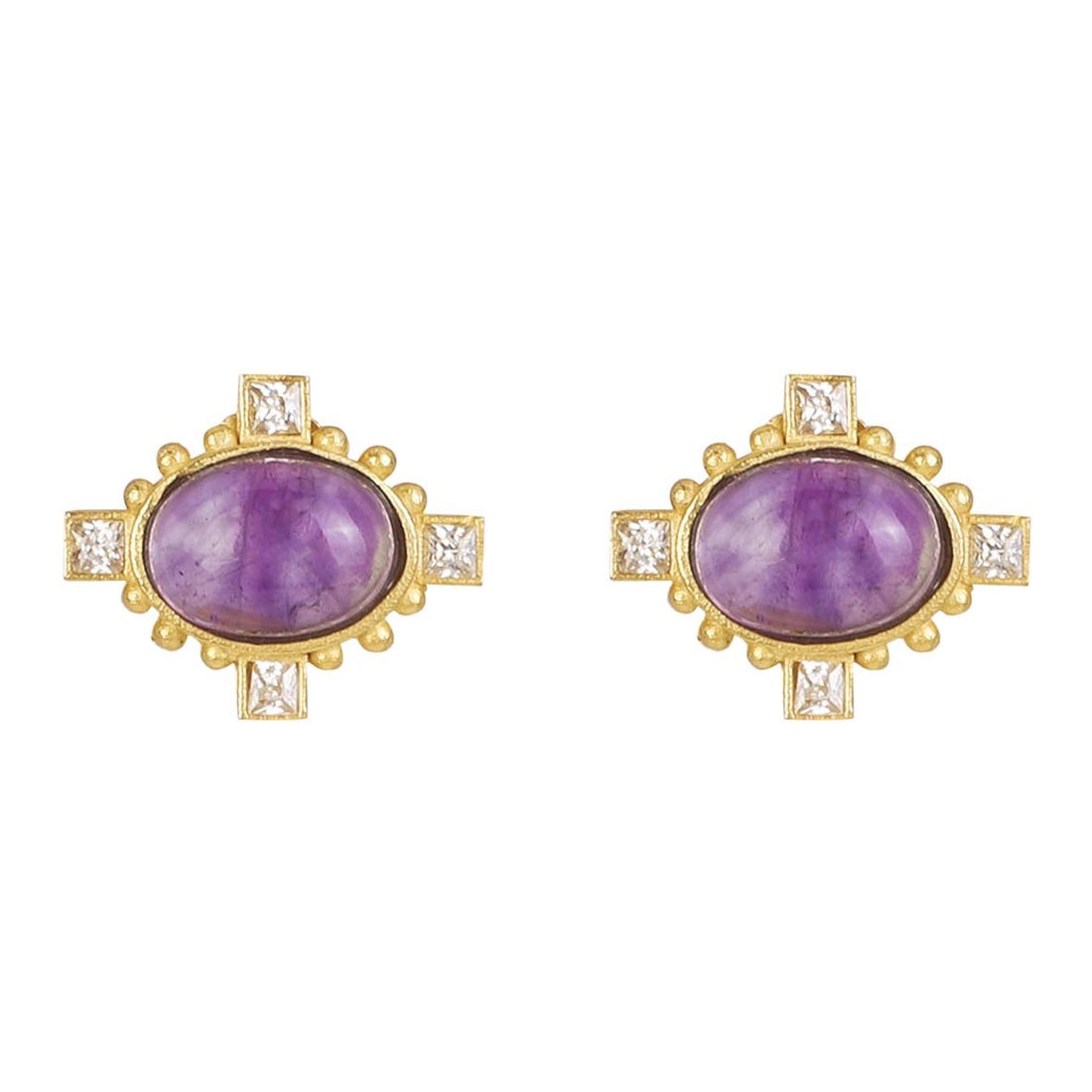 Stellar Elegance - Chakra Earrings Purple Amethyst CZ - Lila Rasa