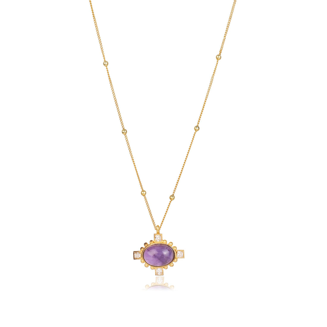 Stellar Elegance - Chakra Necklace Purple Amethyst CZ - Lila Rasa