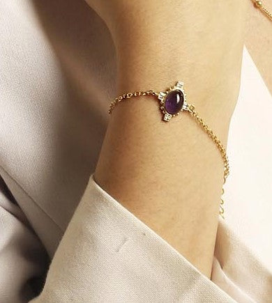 Stellar Elegance - Chakra Bracelet Purple Amethyst CZ - Lila Rasa