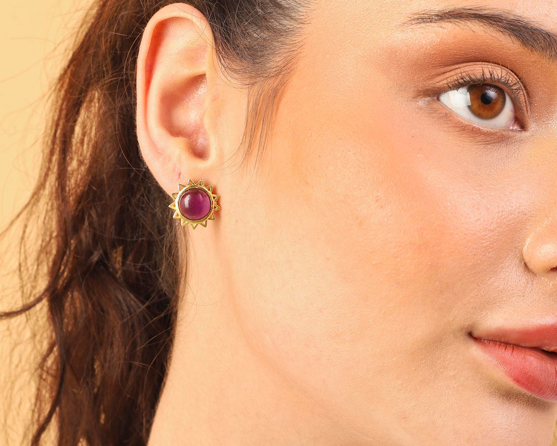 Stellar Elegance - Chakra Earrings Purple Amethyst - Lila Rasa