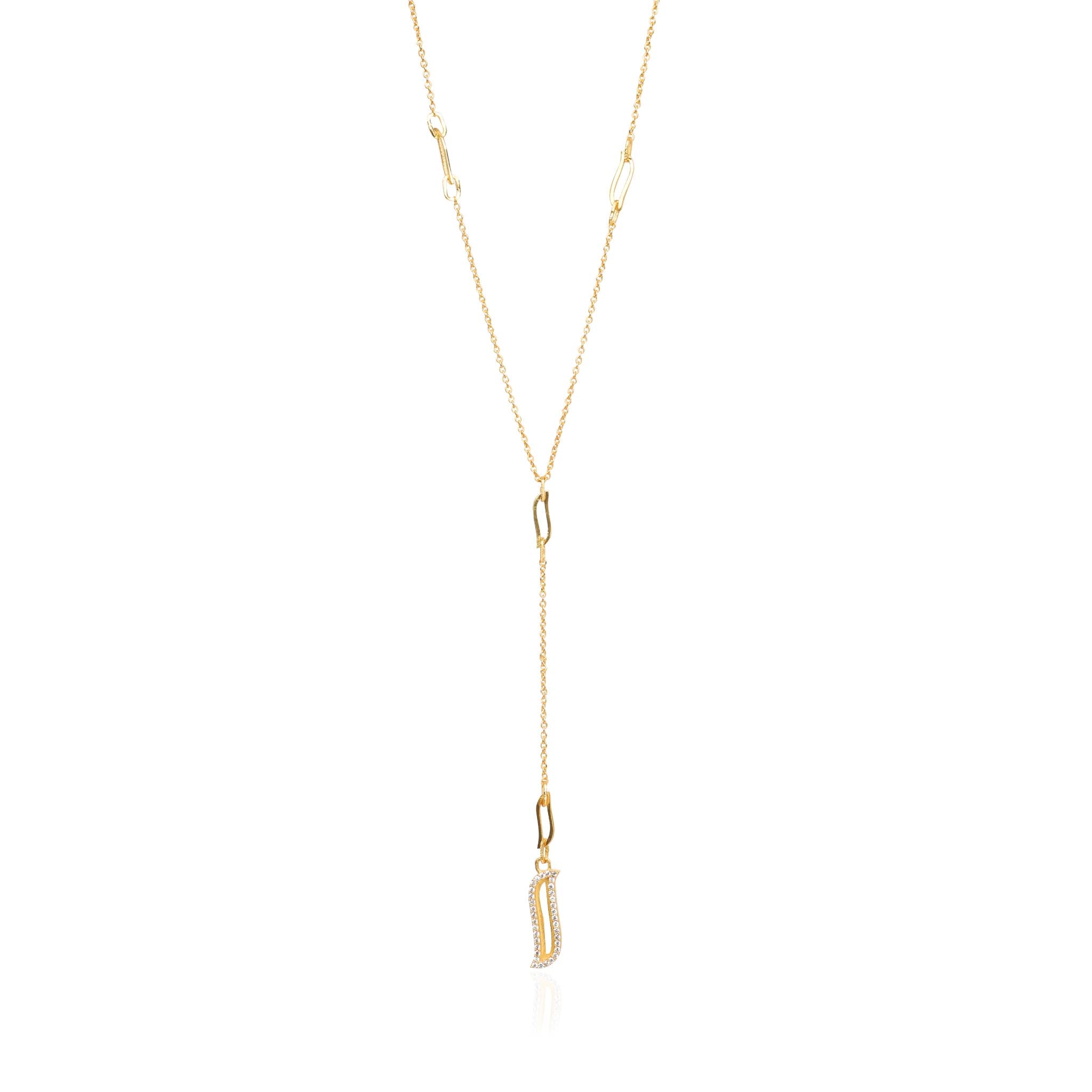 Wave Symphony Lariat Necklace - CZ - Lila Rasa