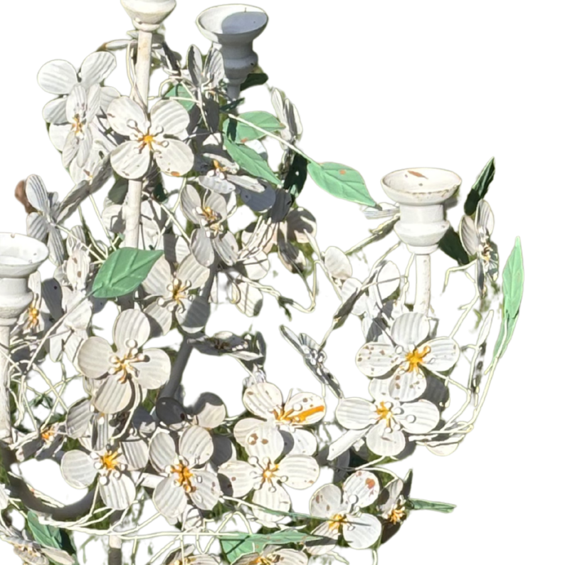 White Floral Candle Holder Large
