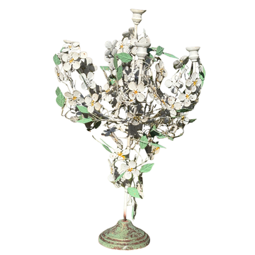 White Floral Candle Holder Large