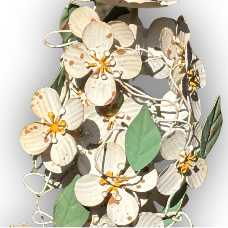 White Floral Candle Holder Small