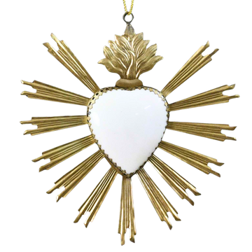 White & Gold Milagro Heart 20X20 cm