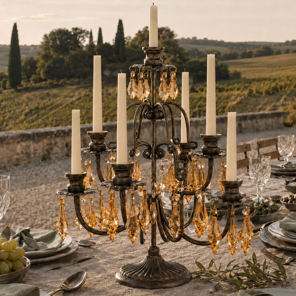 Amber Crystal 7-Arm Girandole Candelabra